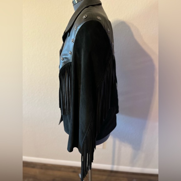 SUPER CUTE Stampede Ruidoso Leather / Suede Fringed Jacket, size 14 - Picture 4 of 8